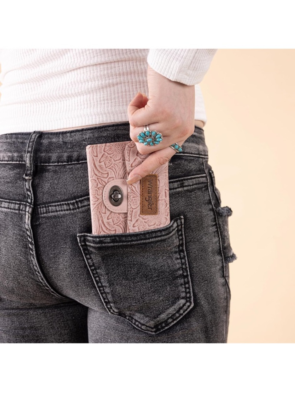 Wrangler Pink Embossed Floral Wallet - Picture 4 of 8
